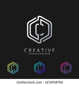 Hexagon C Lettter logo vector design for technology business and more brands
