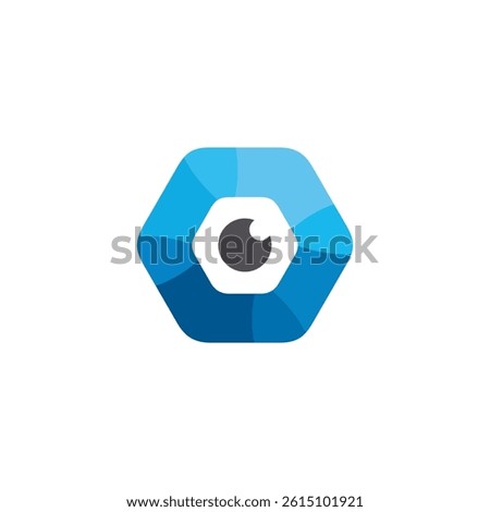 Hexagon Camera Eye Vision Logo design vector template isolated on white background