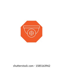 hexagon cctv camera illustration design logo and symbol vector