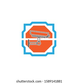 hexagon cctv camera illustration design. logo and symbol vector.