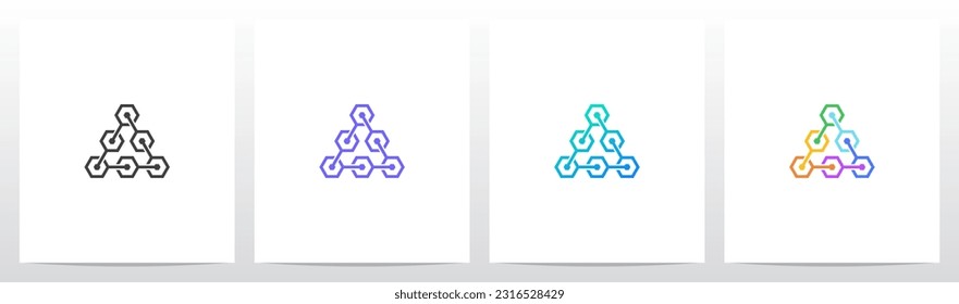 Diseño de logotipo de carta de enlace de cadena hexagonal A
