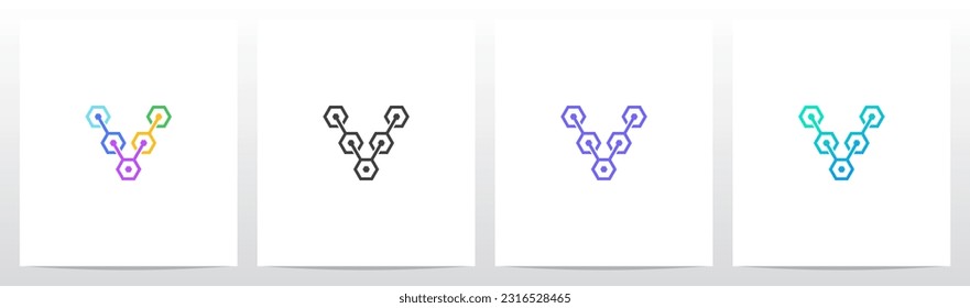 Hexagon Chain Link Letter Logo Design V
