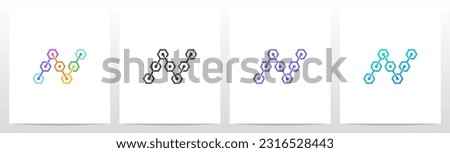 Hexagon Chain Link Letter Logo Design N Foto stock © 