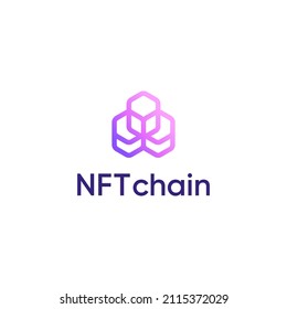 Vector de diseño de logotipo de criptografía de cadena de hexágono apilado del sistema NFT Blockchain