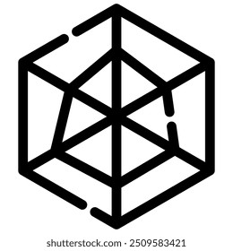 hexagon chart icon with black outline style