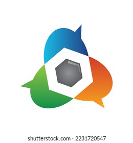 hexagon chat logo 1 icon template