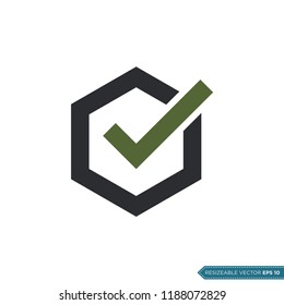 Hexagon Check Mark, Check List Icon Vector Template