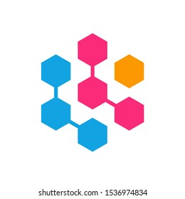 Hexagon Circle Dots Link Connection Business Company Vector Logo Design