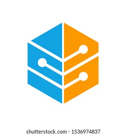 Hexagon Circle Dots Link Connection Business Company Vector Logo Design