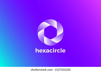 Hexagon in Circle Logo Design Vektorgrafik Vorlage unendliche Schleife Stil.