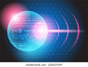 Hexagon and circle on a dark blue background. abstract background texture. technology background.
