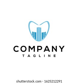 
Hexagon and circle real estate logo building vector design concepts