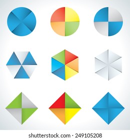 hexagon, circle and square shapes graphic elements for infographics. vector eps10