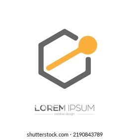 Hexagon and circle. Template for an abstract geometric logo, sticker, emblem or label. Icon for websites and applications. Flat style