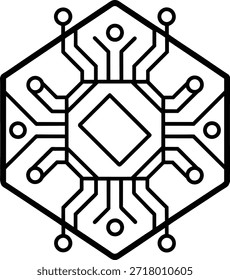 Hexagon Circuit Board Technology Icon Design