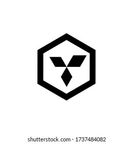 Elemento geométrico clásico hexagonal azul, diseño de línea, ilustración de fondo blanco