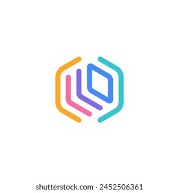 Hexagon Coding with Layers Stacked Monitor Web Development Vector Logo Design