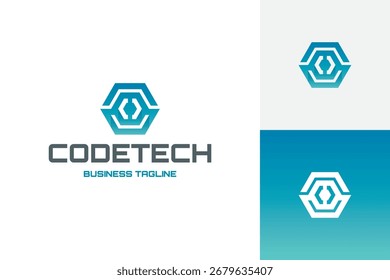 hexagon coding tech logo vector