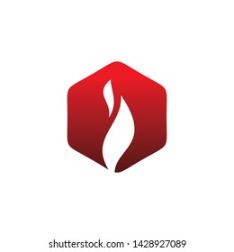 hexagon color fire flame logo design