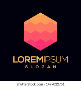 Hexagon color logo design vector 