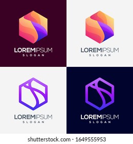 diseño del logotipo del degradado de color hexágono