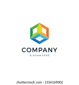 Hexagon Colorful logo design vector template