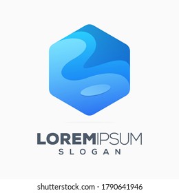 hexagon colorful logo design vector