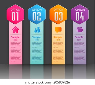 Hexagon colorful modern text box template for website and graphic, numbers, icon. 
