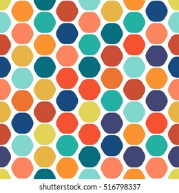 Hexagon colorful seamless geometric pattern.