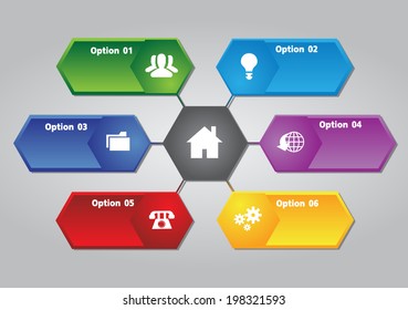 hexagon colorful text box.