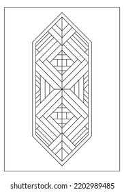Hexagon coloring pages easy inspired by the Kalimantan Borneo Dayak war shield. EPS8. #618