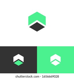 Diseño del logotipo Hexagon + arrow. Vector para empresas. Eps 10 de moda