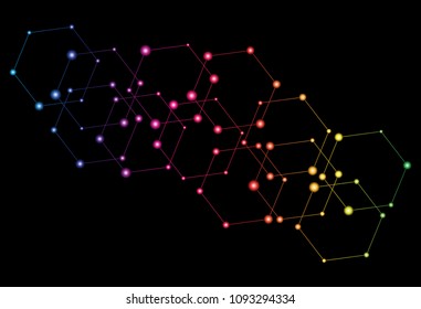 hexagon connected dots background, abstract molecule wallpaper
