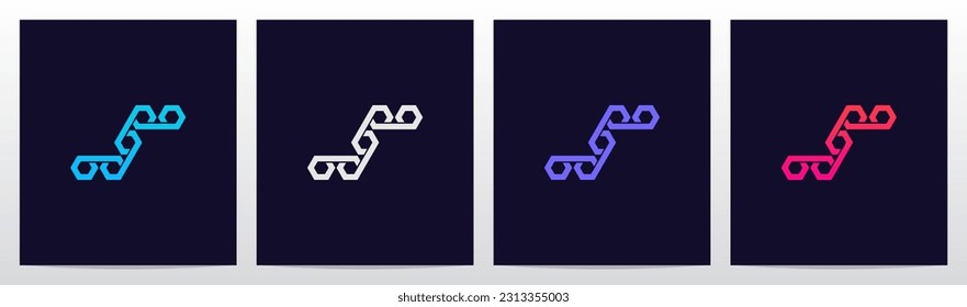 Hexagon Connected Letter Logo Design S