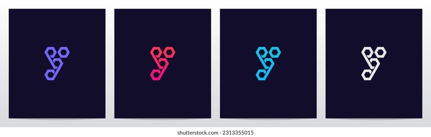 Hexagon Connected Letter Logo Design Y