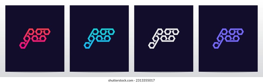Hexagon Connected Letter Logo Design P