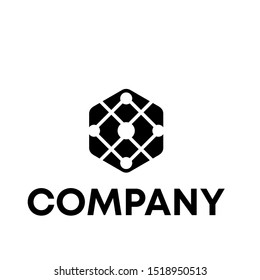 Hexagon with connection icon template