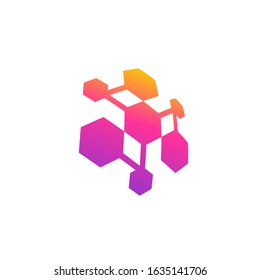 hexagon connection logo modern sign template