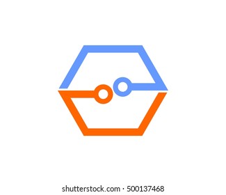 Hexagon connection symbol logo