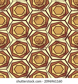 Hexagon in contrasting monochrome pattern, tile, snowflake, seamless wind background. 