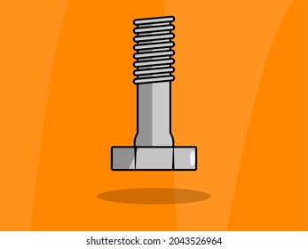 Hexagon cordless screw, gray color, on an orange background