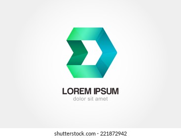 Hexagon Corporate style vector logo design template. Infinity loop shape,  business technology abstract symbol. 