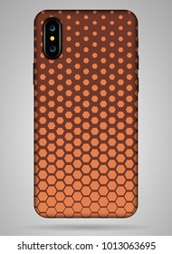 hexagon cover smartphone on abstract background. phone  case for phone, vector illustration.  phone  case mockup