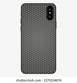 hexagon cover smartphone on abstract background. case for phone, vector illustration. case mockup