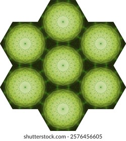 hexagon covering of the plane without clipping 2 layers green shading  lines visible