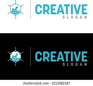 logotipo de molécula de chem creativa hexagonal