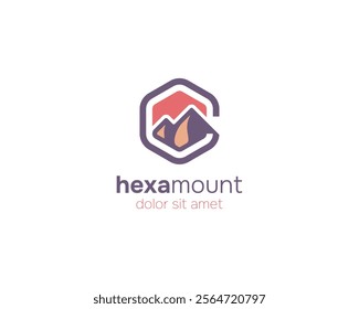 Hexagon with creative mountain logo