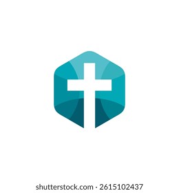 Hexagon Cross Logo design vector template isolated on white background