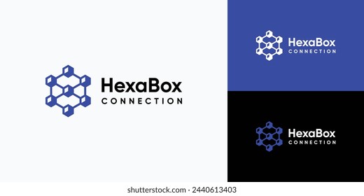 Hexagon cube connection vector logo design with modern, simple, clean and abstract style.