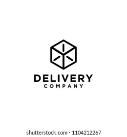 Hexagon cube delivery logo